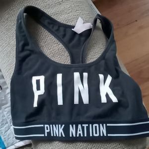 Pink racerback sports bra
